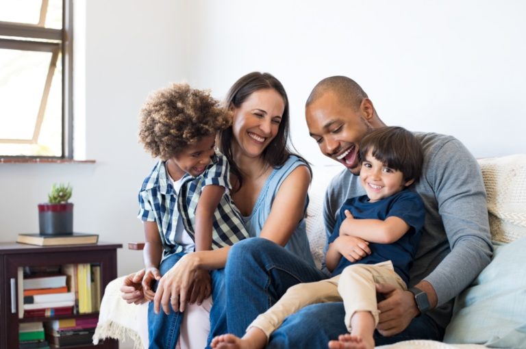 family on the couch