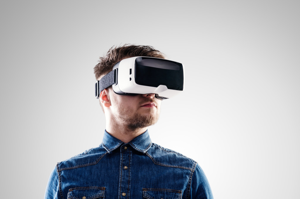 man wearing vr