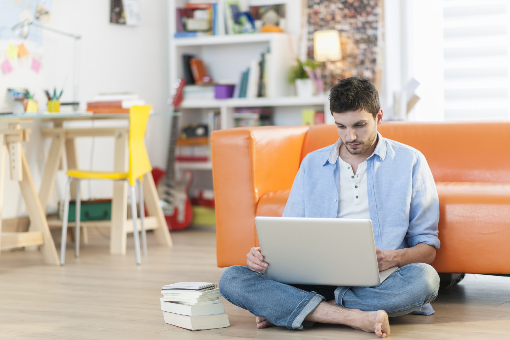 man using laptop