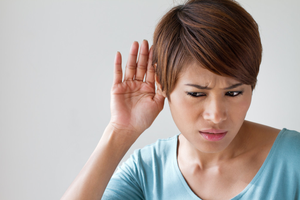 Woman with hearing impairment