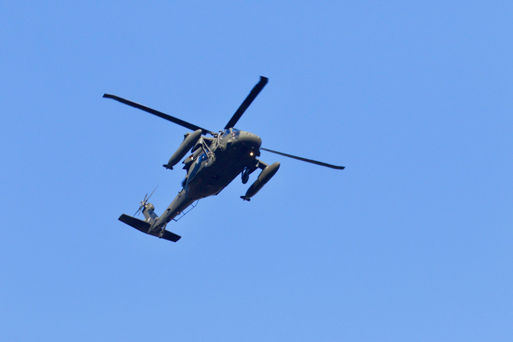 A helicopter in the sky