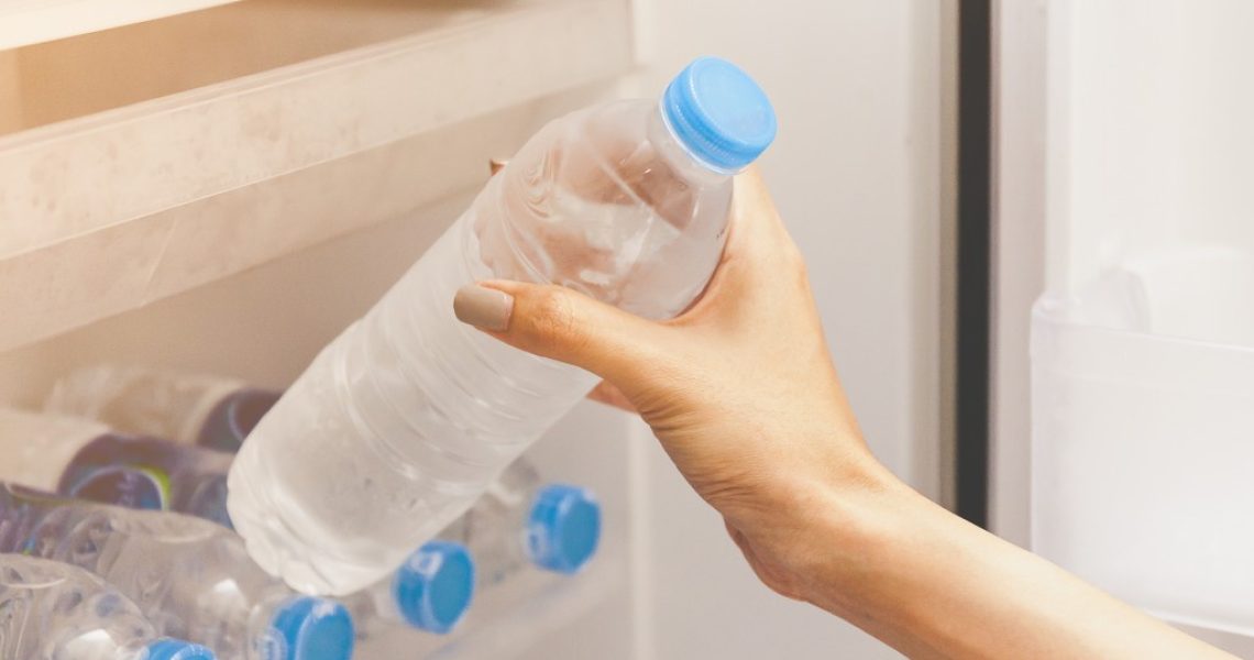 bottled water from the fridge